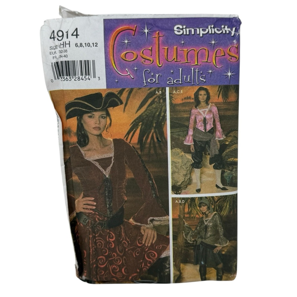 Woman Pirate Costume Sewing Pattern Size 6-12 Simplicity 4914 Cosplay Halloween‎